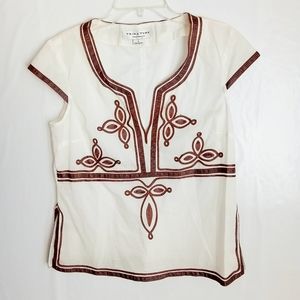NWOT Tina Turk White Embroidery Top